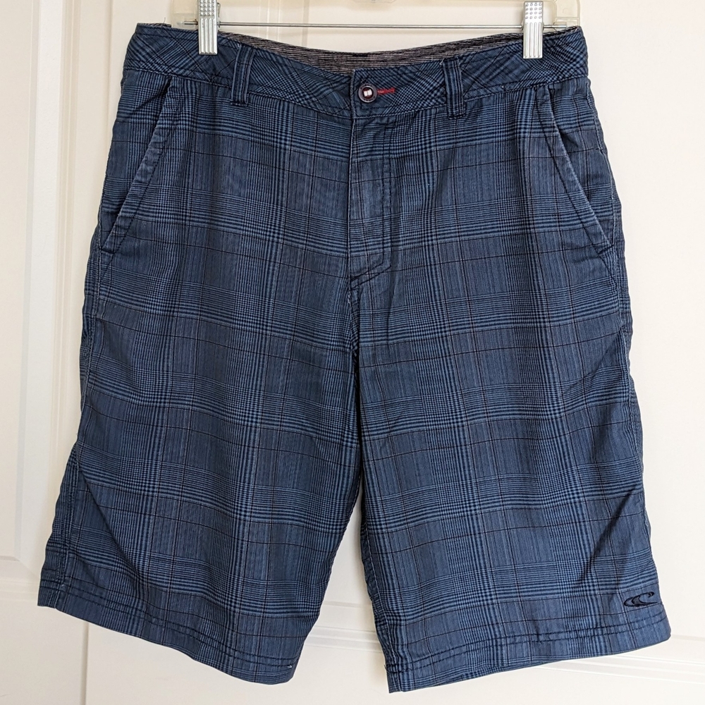 O'NEILL Men's Plaid Shorts Men 32 Blue Board Shorts 12" Lightweight Summer Beach